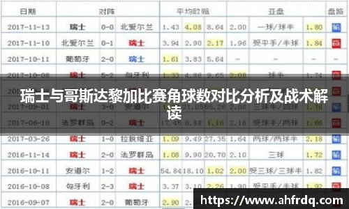 瑞士与哥斯达黎加比赛角球数对比分析及战术解读